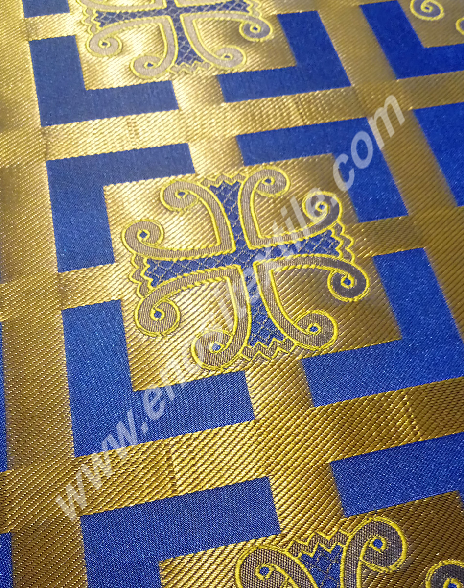 KL-011 Blue-Gold Brocade Fabrics